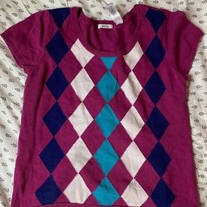 Purple and Blue Argyle Top